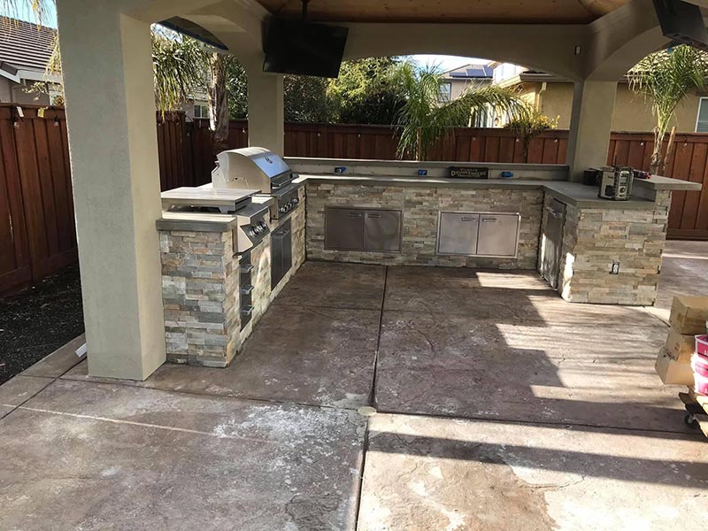 Stone outdoor kitchen